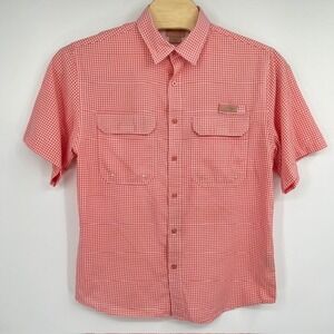 Realtree Fishing Men's Pink & White Gingham Short Sleeve Ventilated Shirt